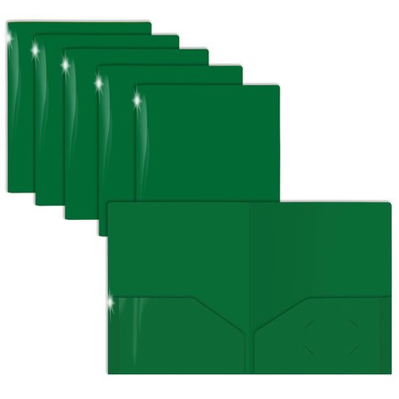 GOLD SEAL 2 Pkt Plastic Extra Heavyweight Folders Portfolio, High Sheen Reflective Finish, Green, 12PK 86318